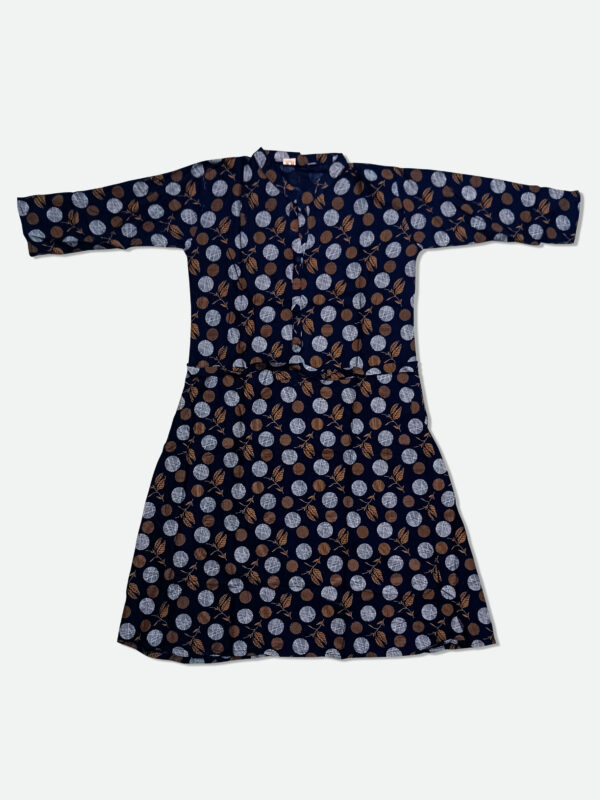 Cotton Frock Kurti with Collar in Dark Navy Blue Color