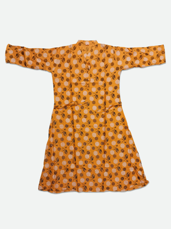Cotton Frock Kurti with Collar in Orange Color