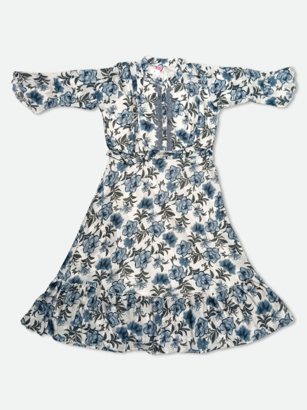 Georgette One Piece Dress in Blue and White Color