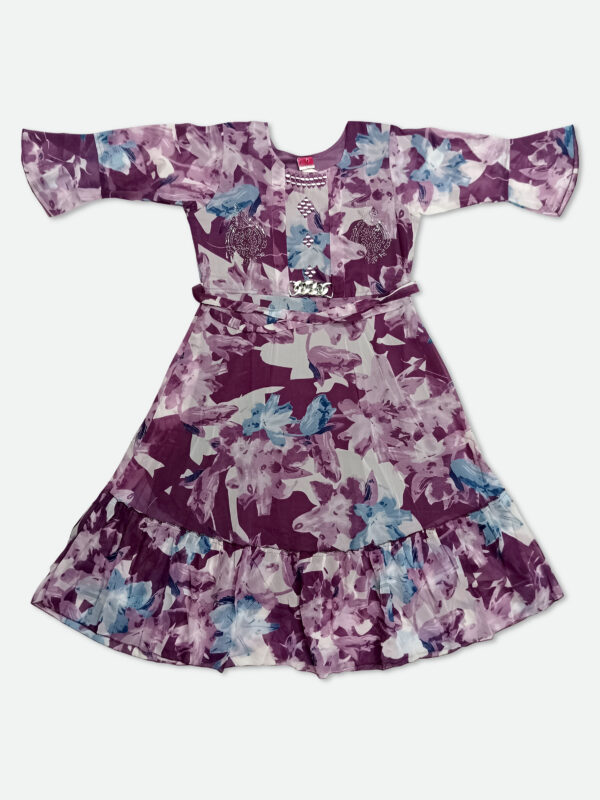 Georgette One Piece Dress in Purple and Blue Color