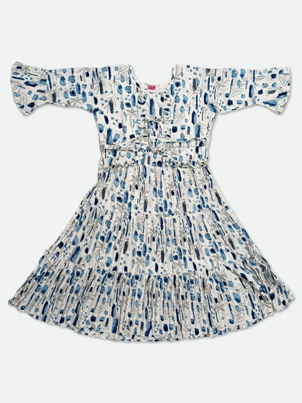 Georgette One Piece Dress in Light Blue and White Color