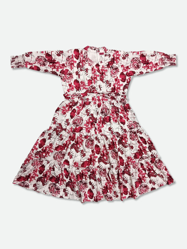 Polyester One Piece Dress in Red and White Color