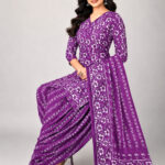 Patiala Set in Purple Color in Cotton fabric with Floral Print