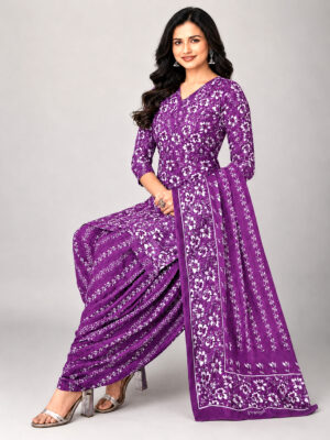 Patiala Set in Purple Color in Cotton fabric with Floral Print
